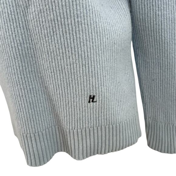 Helmut Lang‎ Sweater Wool Cashmere V-Neck Ribbed Baby Blue Size Medium - Picture 4 of 11
